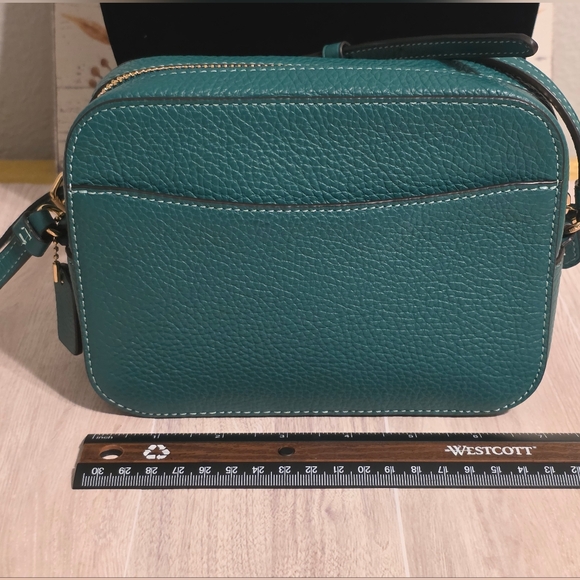 Coach Pebble Leather Mini Camera Bag Crossbody Purse Jade Green - Picture 2 of 6